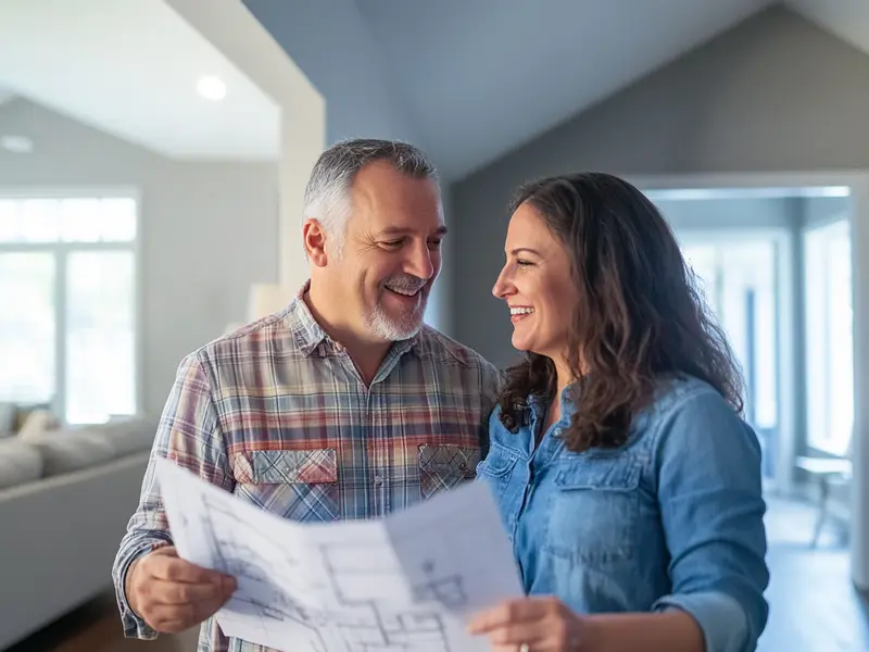 Caucasian couple organizing finances for debt consolidation