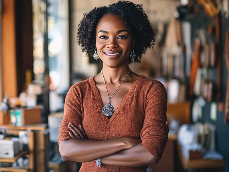 Proud African American small business owner managing medical expenses